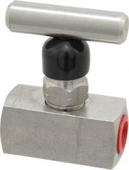 Made in USA - 1/4" Pipe, Inline Miniature Needle Valve - FNPT x FNPT Ends, Grade 316 Stainless Steel Valve, 6,000 Max psi - Apex Tool & Supply