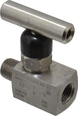 Made in USA - 1/4" Pipe, Inline Miniature Needle Valve - MNPT x FNPT Ends, Grade 316 Stainless Steel Valve, 6,000 Max psi - Apex Tool & Supply