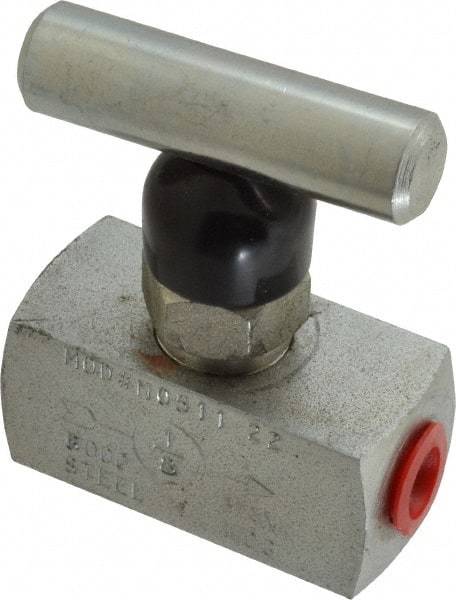 Made in USA - 1/8" Pipe, Inline Miniature Needle Valve - FNPT x FNPT Ends, Alloy Valve, 6,000 Max psi - Apex Tool & Supply