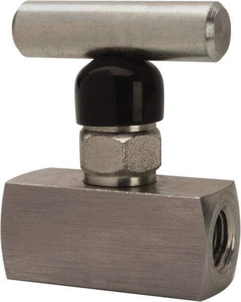 Made in USA - 1/4" Pipe, Inline Miniature Needle Valve - FNPT x FNPT Ends, Alloy Valve, 6,000 Max psi - Apex Tool & Supply