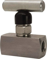 Made in USA - 1/4" Pipe, Inline Miniature Needle Valve - FNPT x FNPT Ends, Alloy Valve, 6,000 Max psi - Apex Tool & Supply