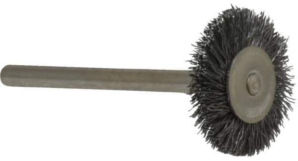 Osborn - 3/4" OD, 1/8" Shank Diam, Crimped Steel Wheel Brush - 0.005" Filament Diam, 25,000 RPM - Apex Tool & Supply