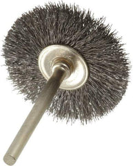Osborn - 1-1/4" OD, 1/8" Shank Diam, Crimped Steel Wheel Brush - 0.005" Filament Diam, 25,000 RPM - Apex Tool & Supply