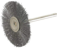 Osborn - 1-1/2" OD, 1/8" Shank Diam, Crimped Steel Wheel Brush - 0.005" Filament Diam, 25,000 RPM - Apex Tool & Supply
