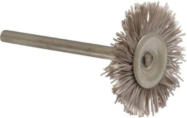 Osborn - 1" OD, 1/8" Shank Diam, Nylon Wheel Brush - 3/32" Face Width, 6,000 RPM - Apex Tool & Supply