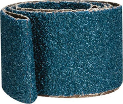 Made in USA - 2" Wide x 48" OAL, 24 Grit, Zirconia Alumina Abrasive Belt - Zirconia Alumina, Very Coarse, Coated, X Weighted Cloth Backing - Apex Tool & Supply