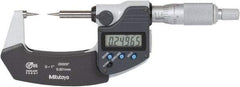 Mitutoyo - 1 Inch, 32mm Throat Depth, Ratchet Stop, Digital Point Micrometer - Accurate Up to 0.0001 Inch, 15° Point Angle - Apex Tool & Supply