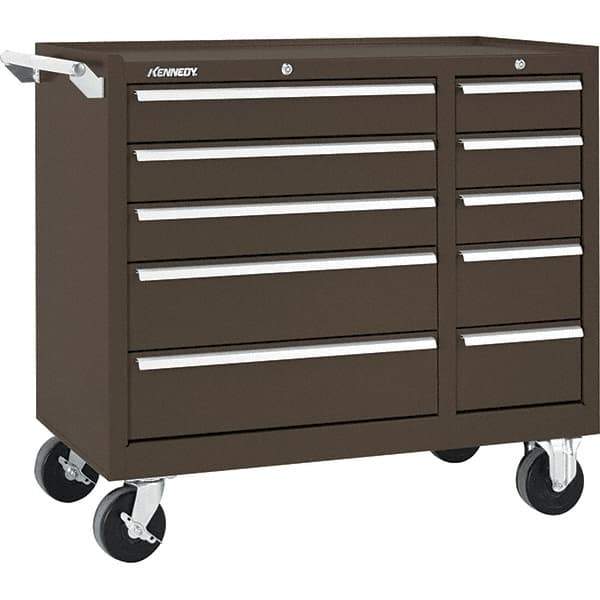Kennedy - 10 Drawer 2,800 Lb Capacity Steel Tool Roller Cabinet - 39-3/8" Wide x 34" High x 18" Deep, Brown - Apex Tool & Supply