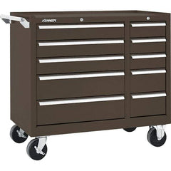 Kennedy - 10 Drawer 2,800 Lb Capacity Steel Tool Roller Cabinet - 39-3/8" Wide x 34" High x 18" Deep, Brown - Apex Tool & Supply