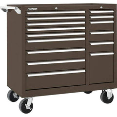 Kennedy - 15 Drawer 2,800 Lb Capacity Steel Tool Roller Cabinet - 39-3/8" Wide x 39" High x 18" Deep, Brown - Apex Tool & Supply