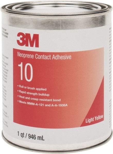 3M - 32 oz Can Amber Contact Adhesive - Series 10, 30 min Working Time, Bonds to Cardboard, Ceramic, Foam, Glass, Metal, Paper & Wood - Apex Tool & Supply