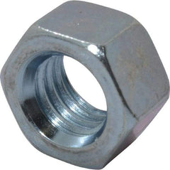 Value Collection - 3/8-16 UNC Steel Right Hand Hex Nut - 9/16" Across Flats, 21/64" High, Zinc Clear Finish - Apex Tool & Supply