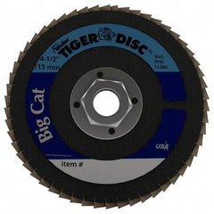 Weiler - 40 Grit, 4-1/2" Disc Diam, 5/8-11 Center Hole, Type 27 Zirconia Alumina Flap Disc - 12,000 Max RPM, Phenolic Backing, Arbor Attaching System, Coated - Apex Tool & Supply