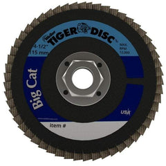 Weiler - 60 Grit, 4-1/2" Disc Diam, 5/8-11 Center Hole, Type 27 Zirconia Alumina Flap Disc - 12,000 Max RPM, Phenolic Backing, Arbor Attaching System, Coated - Apex Tool & Supply