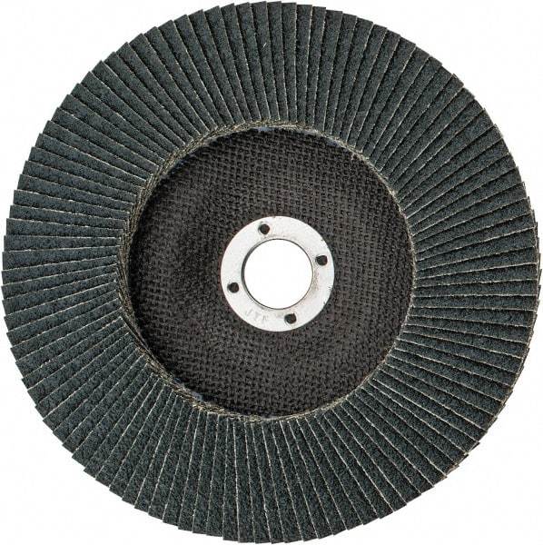 Weiler - 40 Grit, 7" Disc Diam, 7/8" Center Hole, Type 27 Zirconia Alumina Flap Disc - 8,600 Max RPM, Phenolic Backing, Arbor Attaching System, Coated - Apex Tool & Supply