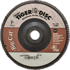 Weiler - 40 Grit, 7" Disc Diam, 7/8" Center Hole, Type 27 Aluminum Oxide Flap Disc - 8,600 Max RPM, Phenolic Backing, Arbor Attaching System, Coated - Apex Tool & Supply