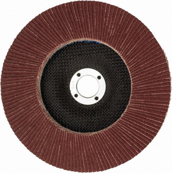 Weiler - 80 Grit, 7" Disc Diam, 7/8" Center Hole, Type 27 Aluminum Oxide Flap Disc - 8,600 Max RPM, Phenolic Backing, Arbor Attaching System, Coated - Apex Tool & Supply