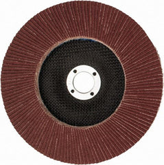 Weiler - 80 Grit, 7" Disc Diam, 7/8" Center Hole, Type 27 Aluminum Oxide Flap Disc - 8,600 Max RPM, Phenolic Backing, Arbor Attaching System, Coated - Apex Tool & Supply