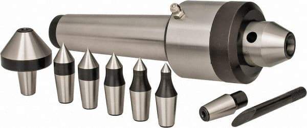 Interstate - 7 Point, 200 Lb Max Workpiece, 7-3/4" OAL, 1-29/32" Head Diam, Tool Steel, Live Center & Point Set - 4MT Taper, Interchangeable - Apex Tool & Supply