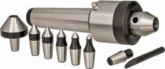 Interstate - 7 Point, 200 Lb Max Workpiece, 7-3/4" OAL, 1-29/32" Head Diam, Tool Steel, Live Center & Point Set - 4MT Taper, Interchangeable - Apex Tool & Supply