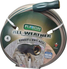 Made in USA - 75' Long All Weather Hose - 5/8" Diam, 3/4" GHT, Rubber/Vinyl, 300 psi, All Season, Green - Apex Tool & Supply