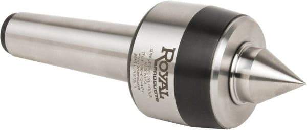 Royal Products - MT5 Taper Shank, 3.45" Head Diam 8,960 Lb Capacity Live Center - 3,500 Max RPM, 2.81" Head Length, 1-1/4" Point Diam, 1.84" Point Len, 3,260 Lb Max Workpc, 10-1/4" OAL, Standard Point - Apex Tool & Supply