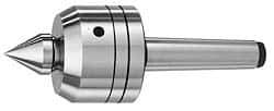 Royal Products - MT4 Taper Shank, 3-1/2" Head Diam 2,880 Lb Capacity Live Center - 3,500 Max RPM, 2.64" Head Length, 1-1/2" Point Diam, 1.79" Point Len, 1,070 Lb Max Workpc, 9" OAL, Changeable Standard Point - Apex Tool & Supply