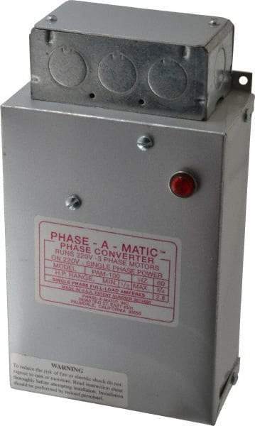 Made in USA - 1/3 to 3/4 hp Static Phase Converter - Apex Tool & Supply