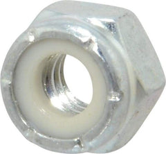 Value Collection - 1/4-20 UNC Grade 2 Hex Lock Nut with Nylon Insert - 7/16" Width Across Flats, 19/64" High, Zinc-Plated Finish - Apex Tool & Supply