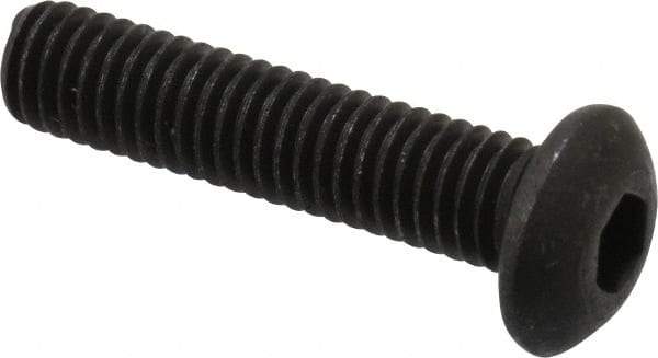 Value Collection - #10-32 UNF Hex Socket Drive, Button Screw - Alloy Steel, Black Oxide Finish, Fully Threaded, 7/8" Length Under Head - Apex Tool & Supply