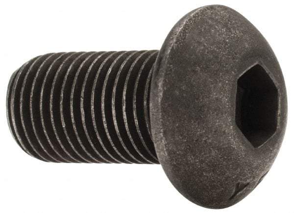 Value Collection - 3/8-24 UNF Hex Socket Drive, Button Screw - Alloy Steel, Black Oxide Finish, Fully Threaded, 3/4" Length Under Head - Apex Tool & Supply