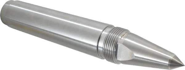 Royal Products - 1.231" Head Diam, Carbide-Tipped Steel Long Point Solid Dead Center - 4MT Morse Taper, 1/2" Point Diam, 7-5/16" OAL - Apex Tool & Supply