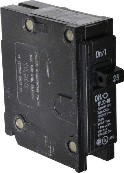 Eaton Cutler-Hammer - 25 Amp, 120/240 VAC, 1 Pole, Plug In Type BR Circuit Breaker - Thermal Magnetic Trip, 10 kA Breaking Capacity, 14-4 AWG - Apex Tool & Supply