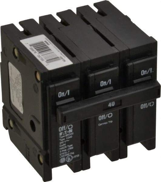 Eaton Cutler-Hammer - 40 Amp, 240 VAC, 3 Pole, Plug In Type BR Circuit Breaker - Magnetic Trip, 10 kA Breaking Capacity, 14-4 AWG - Apex Tool & Supply