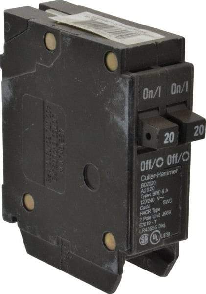 Eaton Cutler-Hammer - 20/20 Amp, 120 VAC, 2 Pole, Plug In Type BD Duplex Circuit Breaker - Thermal Magnetic Trip, 14-4 AWG - Apex Tool & Supply