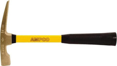 Ampco - 1-1/2 Lb Head, Curved Non-Sparking Bricklayers Hammer - 14" OAL, Aluminum Bronze Head, 1-1/8" Face Diam, Smooth Face, Fiberglass Handle with Grip - Apex Tool & Supply
