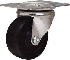 Hamilton - 3" Diam x 1-1/4" Wide x 3-3/4" OAH Top Plate Mount Swivel Caster - Hard Rubber, 210 Lb Capacity, Self-Lubricating Bearing, 3-1/8 x 4-1/8" Plate - Apex Tool & Supply