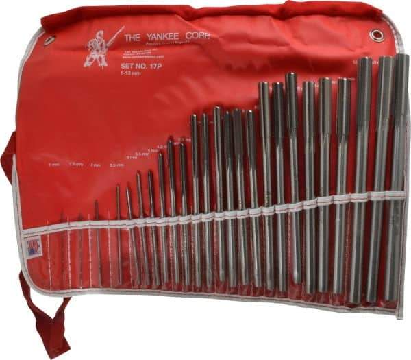 Made in USA - 1mm to 13mm, Chucking Reamer Set - Straight Flute, Right Hand Cut, 25 Pieces - Apex Tool & Supply
