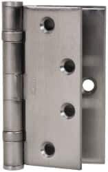 Stanley - 4-1/2" Long Steel Commercial Hinge - Satin Chrome Finish, 5 Knuckles, 8 Holes - Apex Tool & Supply