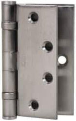 Stanley - 4-1/2" Long Steel Commercial Hinge - Satin Chrome Finish, 5 Knuckles, 8 Holes - Apex Tool & Supply