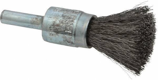 Osborn - 1/2" Brush Diam, Crimped, End Brush - 1/4" Diam Shank, 25,000 Max RPM - Apex Tool & Supply