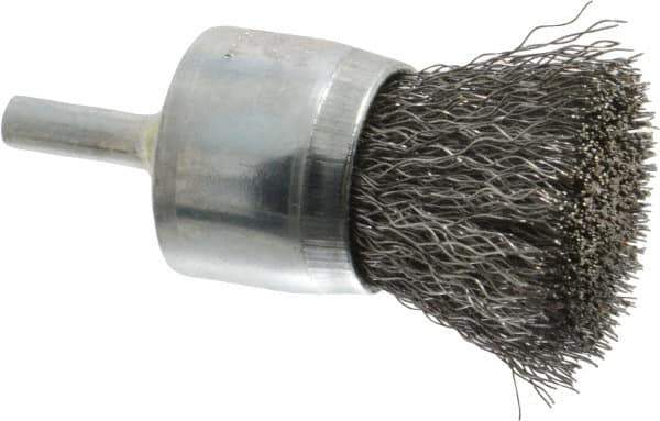 Osborn - 1" Brush Diam, Crimped, End Brush - 1/4" Diam Shank, 20,000 Max RPM - Apex Tool & Supply