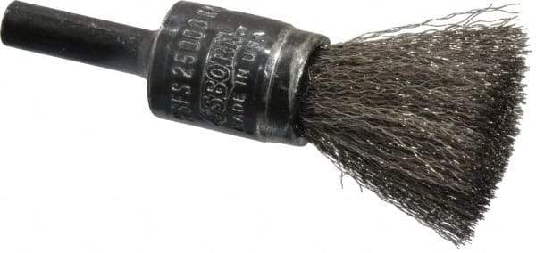 Osborn - 1/2" Brush Diam, Crimped, End Brush - 1/4" Diam Shank, 25,000 Max RPM - Apex Tool & Supply