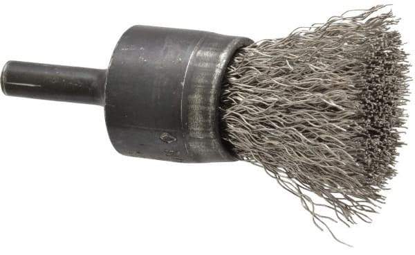 Osborn - 3/4" Brush Diam, Crimped, End Brush - 1/4" Diam Shank, 20,000 Max RPM - Apex Tool & Supply