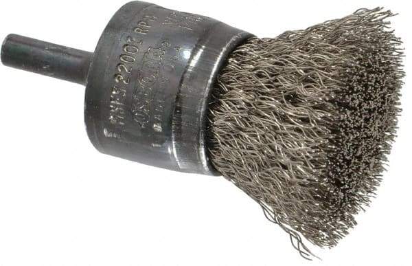 Osborn - 1" Brush Diam, Crimped, End Brush - 1/4" Diam Shank, 20,000 Max RPM - Apex Tool & Supply