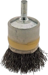 Osborn - 1" Brush Diam, Crimped, End Brush - 1/4" Diam Shank, 20,000 Max RPM - Apex Tool & Supply