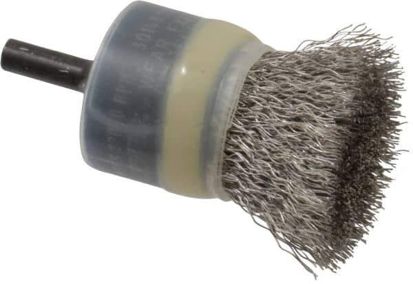 Osborn - 1" Brush Diam, Crimped, End Brush - 1/4" Diam Shank, 20,000 Max RPM - Apex Tool & Supply