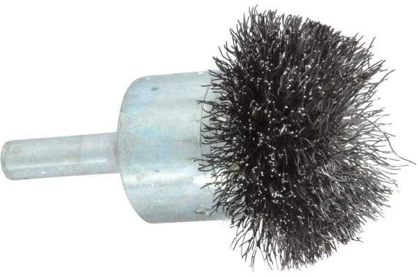 Osborn - 1-1/2" Brush Diam, Crimped, End Brush - 1/4" Diam Shank, 15,000 Max RPM - Apex Tool & Supply