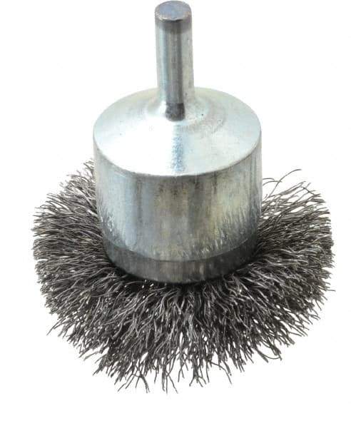 Osborn - 2" Brush Diam, Crimped, End Brush - 1/4" Diam Shank, 15,000 Max RPM - Apex Tool & Supply