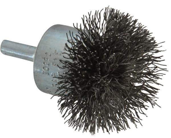 Osborn - 2" Brush Diam, Crimped, End Brush - 1/4" Diam Shank, 15,000 Max RPM - Apex Tool & Supply